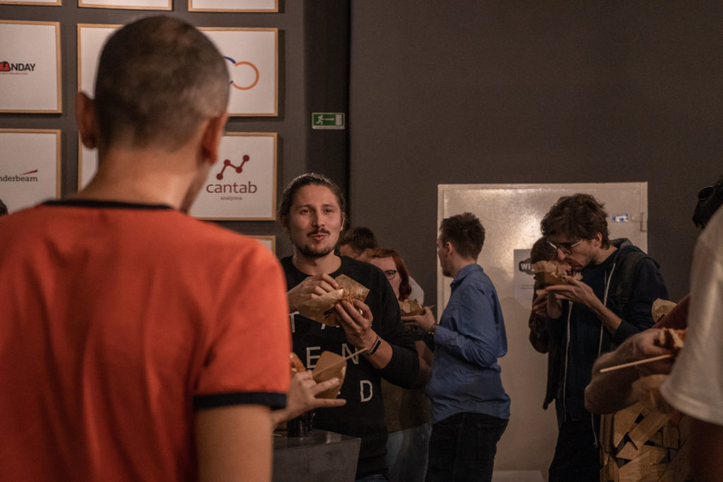 Visitors enjoying the burgers